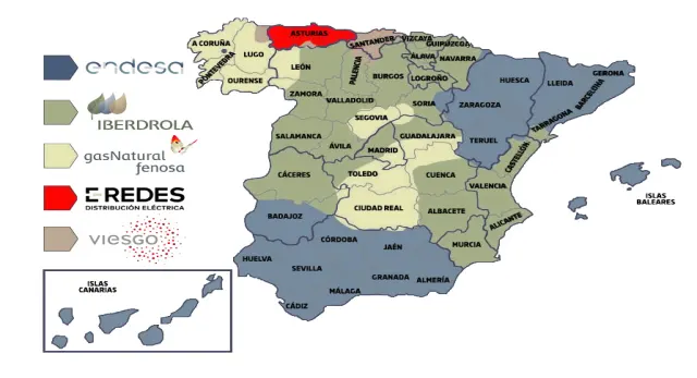 Mapa de la zona de actuaci&oacute;n de E-Redes
